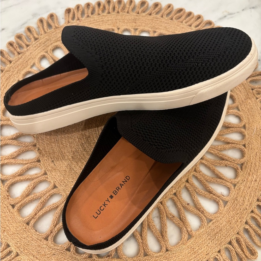Lucky Brand Black Textile Slip-Ons